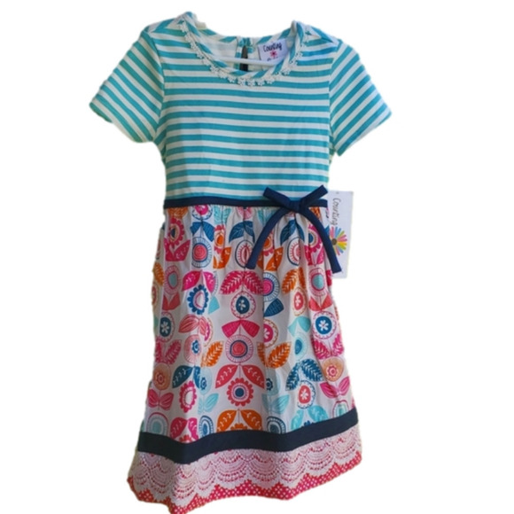 Pretty Stripes and Flowers Dress New - Picture 1 of 4